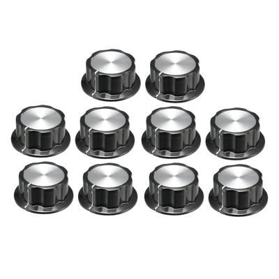 10Pcs 45x19.3mm Top Potentiometer Volume Control Rotary Knobs - Black,Silver Tone