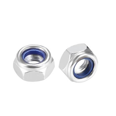 M8 x1.25mm Nylon Insert Hex Lock Nuts, Carbon Steel White Zinc 50pcs - Silver Tone - M8x1.25mm(50 pcs)