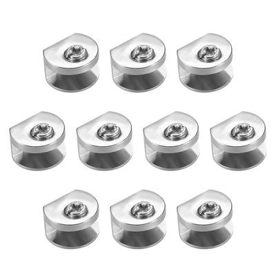 Glass Shelf Brackets Zinc Alloy Glass Clamp Round for 5-8mm , 10 Pcs - Small , for 5-8mm , 10pcs