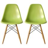 Molded Shell Plastic Eiffel Designer Side Chairs Wood Wooden Metal Legs For Kitchen Hotel Office Desk Guest No Wheels (Set of 2)