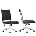 Set of 2 Modern Ergonomic Executive Mid back PU Leather Office Chairs No Arms Rest Tilt Adjustable Height With Wheels