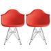 Set of 2 Plastic Eiffel Molded Shell Retro Dining Chairs Accent For Living Room Kitchen Chrome Desk Designer Office