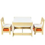 Costway Kids Table Chairs Set With Storage Boxes Blackboard Whiteboard