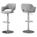 36" Gray Contemporary Adjustable Height Upholstery Barstool with Back