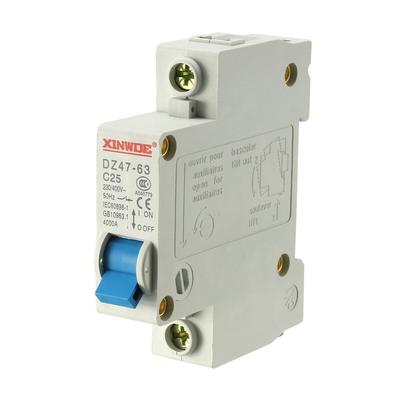 1 Pole 25A 230/400V Low-voltage Miniature Circuit Breaker DZ47-63 C25
