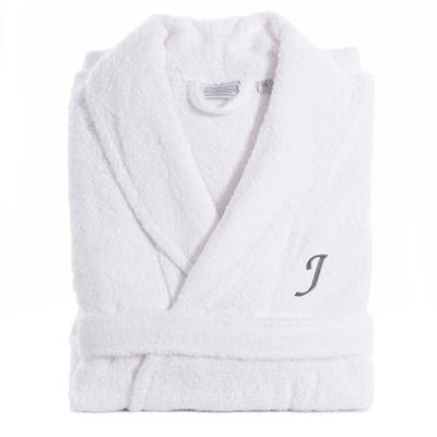 Authentic Hotel and Spa Unisex Turkish Cotton Terry Bath Robe with single letter Grey Monogram