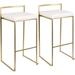 Set of 2 Gold and White Contemporary Stackable Barstools 34"