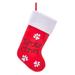 Kurt Adler Santa Claws Family Kitty Cat Prints Red and White Holiday Stocking - Red,White