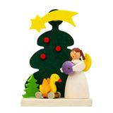 2.5" Green, Red, and Yellow Handcrafted Angel with a Toy Duck Graupner Ornament