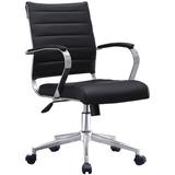 Mid-back Ribbed PU Leather Swivel Tilt Adjustable Executive Chair