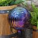 Blue, Purple and Gold Rippled Outdoor Glass Gazing Globe - 10-Inch