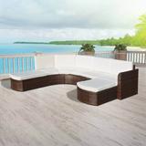 vidaXL Patio Furniture Set 4 Piece Sectional Couch Outdoor Sofa Poly Rattan - 104.7" x 90.6" x 27.2"