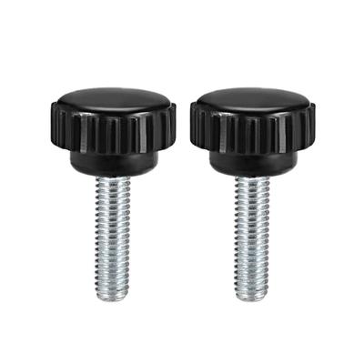 M6x20mm Male Thread Knurled Clamping Knobs Grip Thumb Screw on 2Pcs - Black,Silver Tone