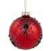 3.5" Red Brown Beaded Bursting Snowflake Glass Christmas Ball Ornament