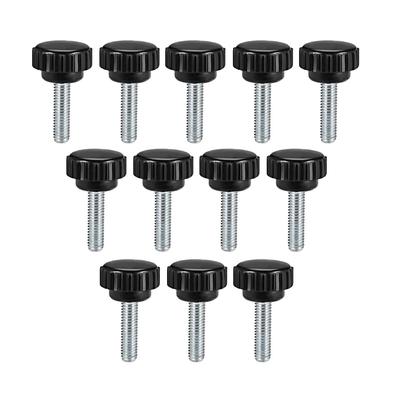 M6 x 20mm Male Thread Knurled Clamping Knobs Grip Thumb Screw on Type 12 Pcs - Black,Silver Tone