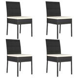 vidaXL Patio Dining Chairs 4 pcs Poly Rattan Black - 22.4 x 17.3" x 34.6"