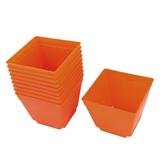 Balcony Square Flower Plant Pot Saucer Holder Orange 4 x 4 Inch 10pcs - 4" x 4" x 3.3"(L*W*H)