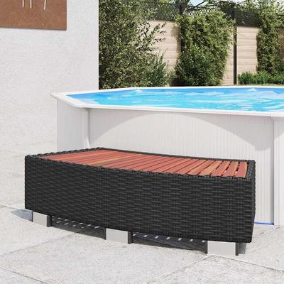 vidaXL Spa/Hot Tub Step, Durable Black PE Rattan, UV Resistant - 36.2"x17.7"x9.8"