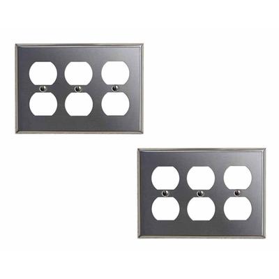 Switchplate Brushed Stainless Steel Triple Outlet Pack of 2 Renovators Supply