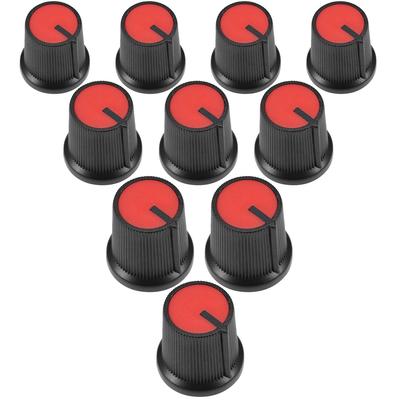 10Pcs Plastic Potentiometer Volume Control Rotary Knob Knurled Shaft Hole - Red,Black - #A red-10pcs