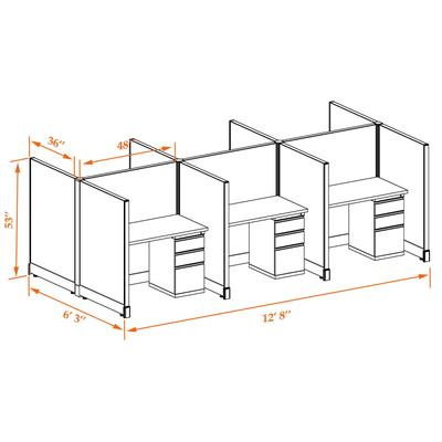 Office Cubicle Desk 53H 6pack Cluster Unpowered