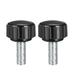 M5x15mm Male Thread Knurled Clamping Knobs Grip Thumb Screw on Type 2Pcs - Black,Silver Tone