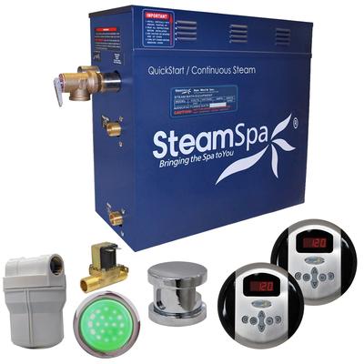 SteamSpa Royal 6 KW QuickStart Steam Bath Generator Package with Built-in Auto Drain in Polished Chrome