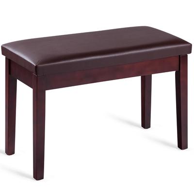 Costway PU Leather Piano Bench Padded Double Duet Keyboard Seat