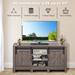 Costway TV Stand Sliding Barn Door Entertainment Center for TV's up to - Deep Taupe