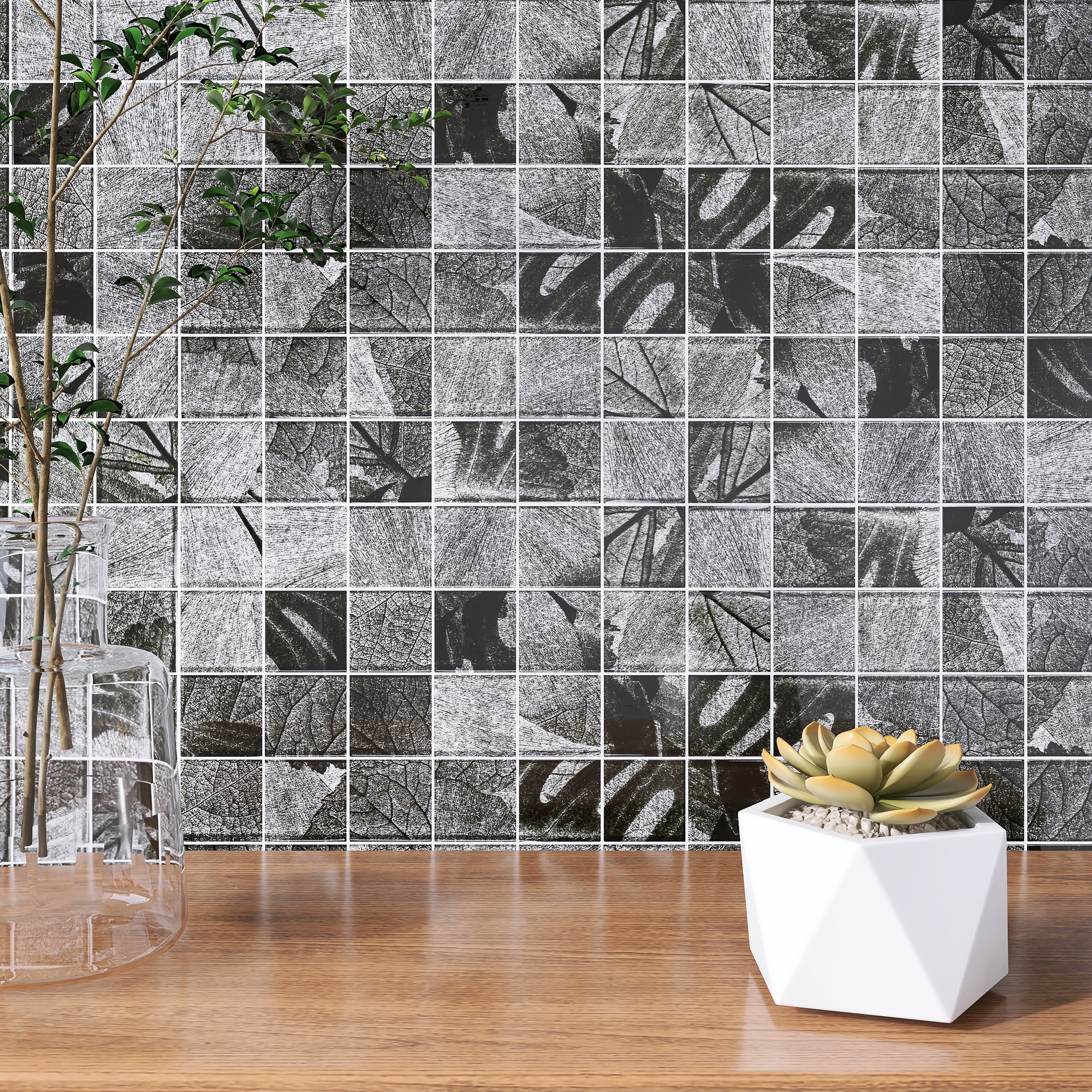 TileGen. Season Series Winter 2" x 2" Glass Tile in Gray Wall Tile (10 sheets/9.6sqft.)
