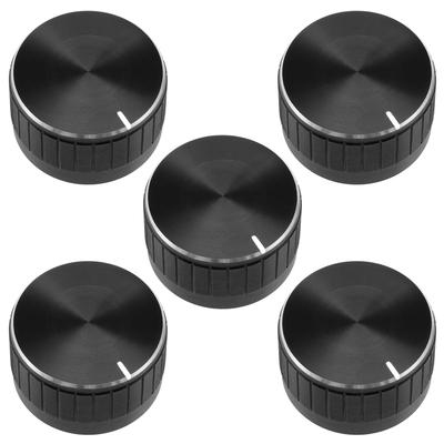 5Pcs 30x17mm Aluminium Alloy Potentiometer Rotary Knob Knurled Shaft Hole - Black - #B-5pcs-black