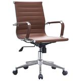 Mid Century Office Chair: Ergonomic Executive PU Leather, Wheels, Arm Rest, Tilt, Adjustable Height, Swivel Task Computer