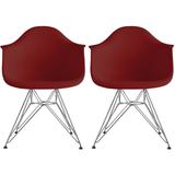 Set of 2 Plastic Eiffel Molded Shell Retro Dining Chairs Accent For Living Room Kitchen Chrome Desk Designer Office