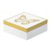 6.5" White and Gold Contemporary Square Butterfly Box with Band Accent
