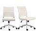 Set of 2 Modern Ergonomic Executive Mid back PU Leather Office Chairs No Arms Rest Tilt Adjustable Height With Wheels