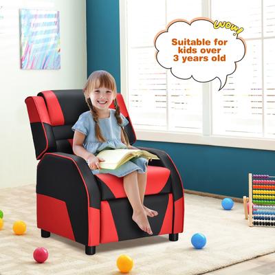 Costway Kids Youth Gaming Sofa Recliner w/Headrest & Footrest PU