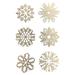 6 Beige Hcrafted Assorted Snowflakes Richard Glaesser Ornaments, 2.75"