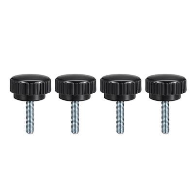 M8x25mm Male Thread Knurled Clamping Knobs Grip Thumb Screw on 4Pcs - Black,Silver Tone