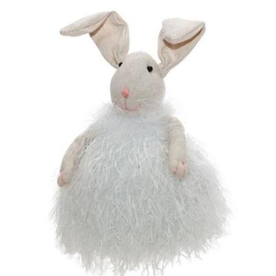 Fuzzy White Chubby Sitting Bunny - 12"H x 4"W x 6"L