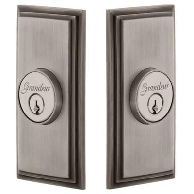 Grandeur Carre Solid Brass Rose Passage Door Knob Set with Circulaire