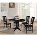 36" Round Top Dining Table with 12" Leaf and 4 San Remo Chairs - Black - 5 Piece Set