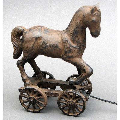 Horse Pull Toy on Wheels - 6 1/8" X 7 1/4" X 3"