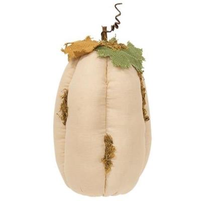 Mossy White Stuffed Pumpkin - Height - 10.50 in. Width - 6.00 in.