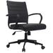 Black Office Chairs Mid Back Ribbed PU Leather Executive Task Work Conference With Arms Wheels Tilt Swivel Rolling