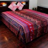 Cotton Kalamkari Tie Dye Tapestry Wall Hanging Bedspread Full Tablecloth Rectangular - Queen 106 x 106 inches