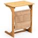 Bamboo Sofa Table End Table Bedside Table with Storage Bag - 19.5" x 14" x 24.5" (L x W x H)