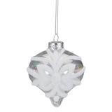 3.25" Clear Iridescent with White Frost Glass Onion Christmas Ornament
