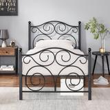 VECELO Twin/Full/Queen Size Bed, Metal Platform Bed Frame with Scroll Headboard