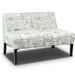 Modern Loveseat Sofa with Off-White Cursive Pattern Upholstery and Black Wood Legs - 50" x 28" x 30.5" (L x W x H)