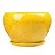 Decbde Simple Flower Pot Chinese Style Yellow Flower Glaze Ceramic Pot Indoor Large Succulent Plant Pot with Tray Outdoor Balcony Breathable Planter Exquisite Orchid Plant Pot (Size : L)